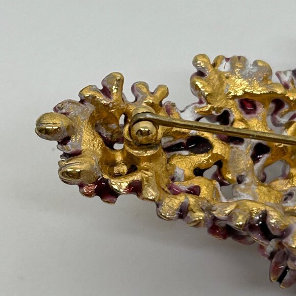 Vintage Museum Of Fine Arts Lilac Brooch Enamel Flower Gold-tone MFA - Picture 12 of 16